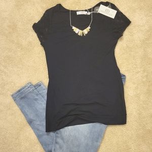 Cotton Blouse with Lace Sleeve